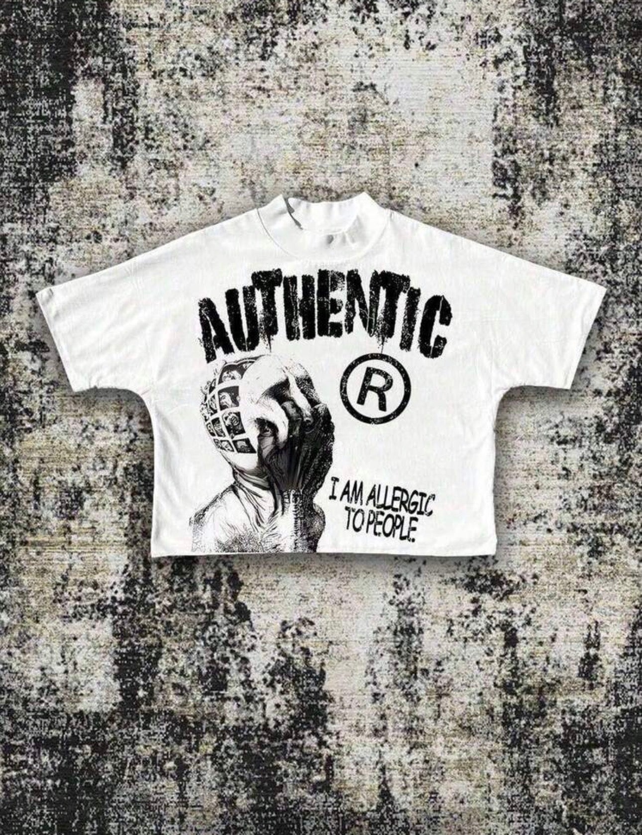(220 Cotton T-Shirt) Men's Y2K Retro Graphic T - Shirt - "AUTHENTIC" & "| Am Allergic To People" Slogan, Loose Cotton Tee