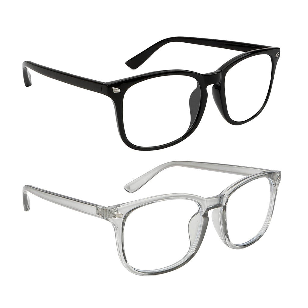 Hisxierng 2Pcs Blue Light Glasses Men Blue Light Blocking Glasses Grey and Black Blue Light Glasses for Woman Adult Teenagers Anti-UV Eyestrain Gaming Glasses Computer Glasses Girls Fasion Glasses